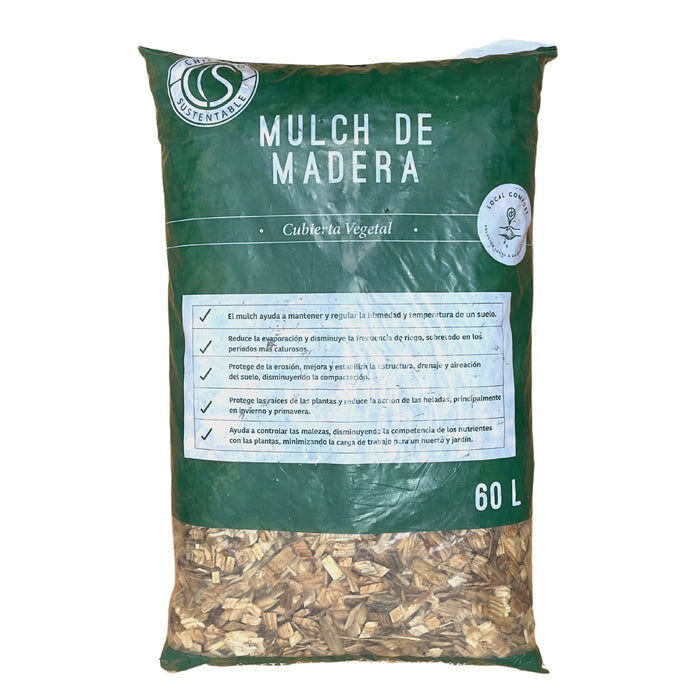 Mulch Madera Natural 60 Lt - Chicureo Sustentable