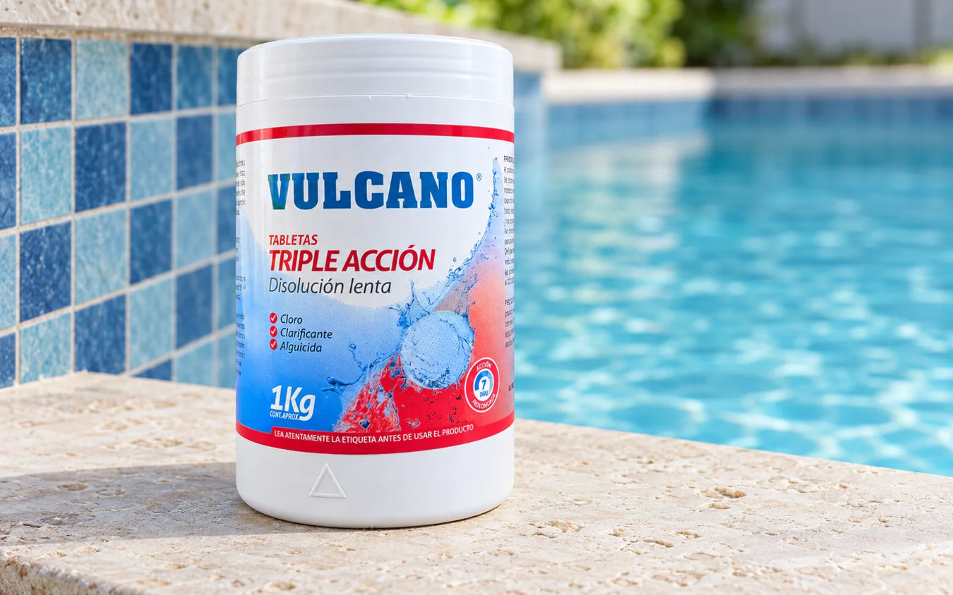 Cloro Piscinas: Cloro Triple Acción Tabletas Piscina 1 Kilo - Vulcano