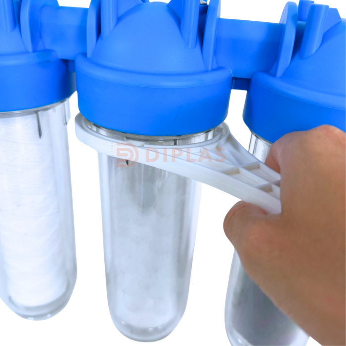 Filtro de Agua 3 Etapas Antisarro con Cartuchos 10” - Conexión 1”