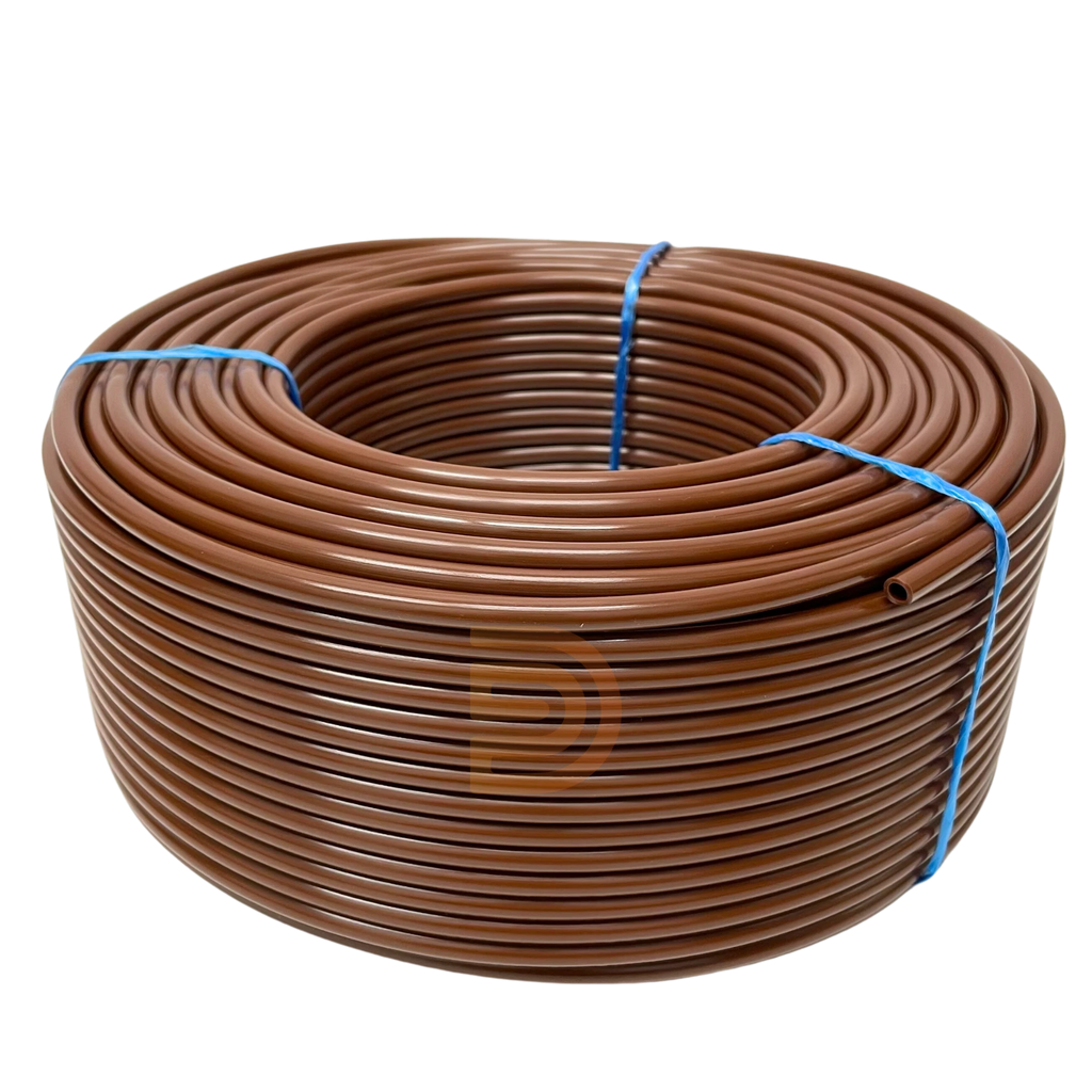 Cañería Microtubo Riego 100 mts Premium Virgen 4 mm Cafe/Marron Paisajismo
