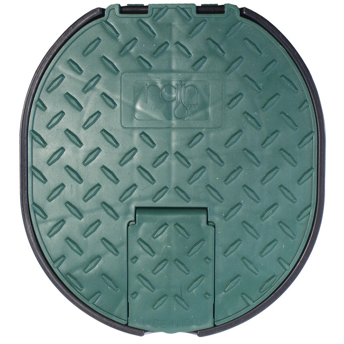 Caja guarda válvulas oval Rain PZCR 15 instalada en el jardín