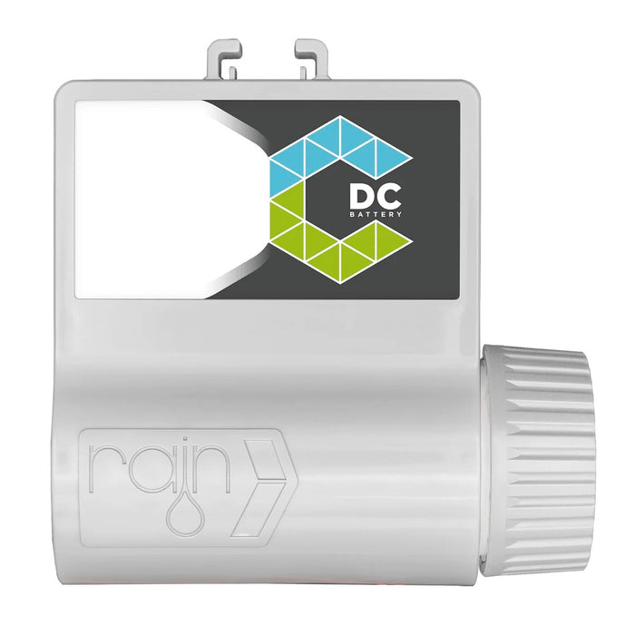 Programador de riego autónomo a batería Rain Connect DC de 6 estaciones Bluetooth IP68, vista frontal