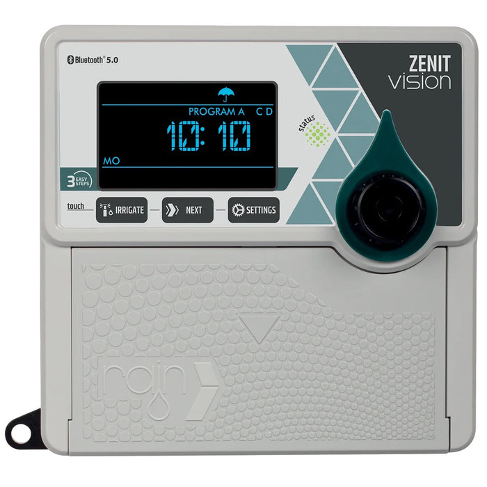 Programador de riego inteligente Rain Zenit Vision de 12 estaciones para exterior, vista frontal