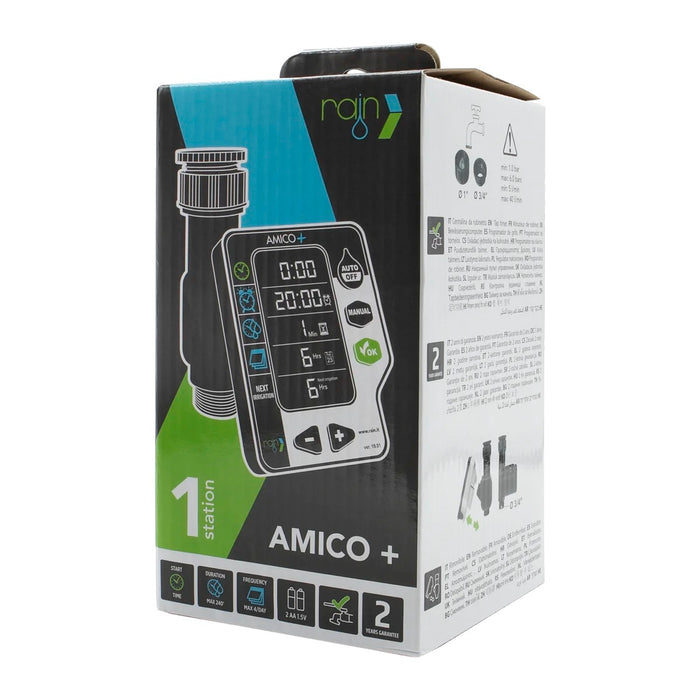 Programador de riego para llave Rain Amico+ de 1 zona, vista lateral