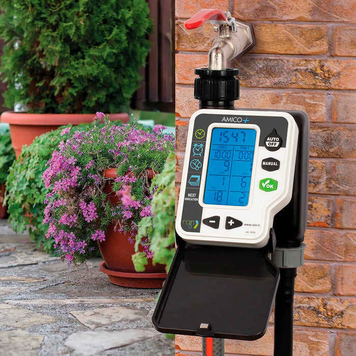 Programador de riego para llave Rain Amico+ de 2 zonas, vista de detalle