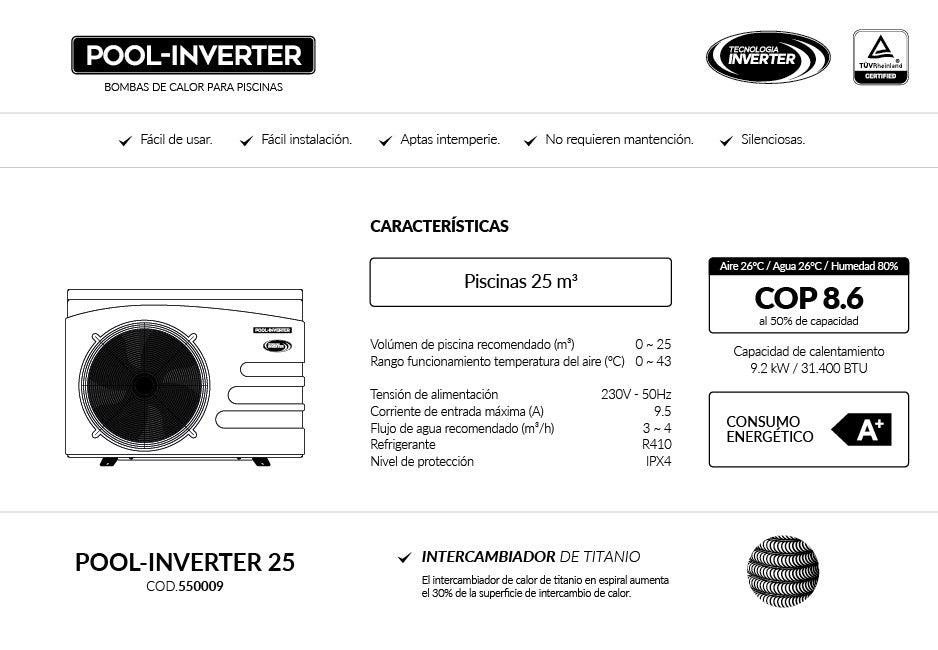 Bomba de Calor Pool Inverter 25 Vulcano