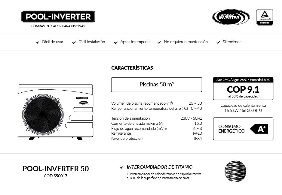 Bomba de Calor Pool Inventer 50 Vulcano