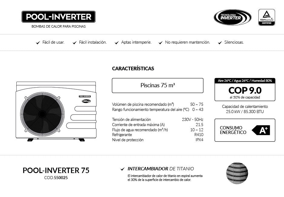 Bomba de Calor Pool Inventer 75 Vulcano